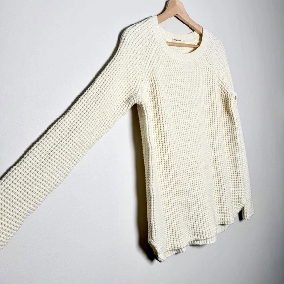 Marine Layer Delaney Pullover Waffle Knit Sweater in Off White Sz Medium - Picture 4 of 6